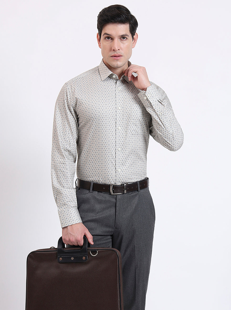 Fawa & Brown Printed Regular Fit Formal Shirt | JadeBlue