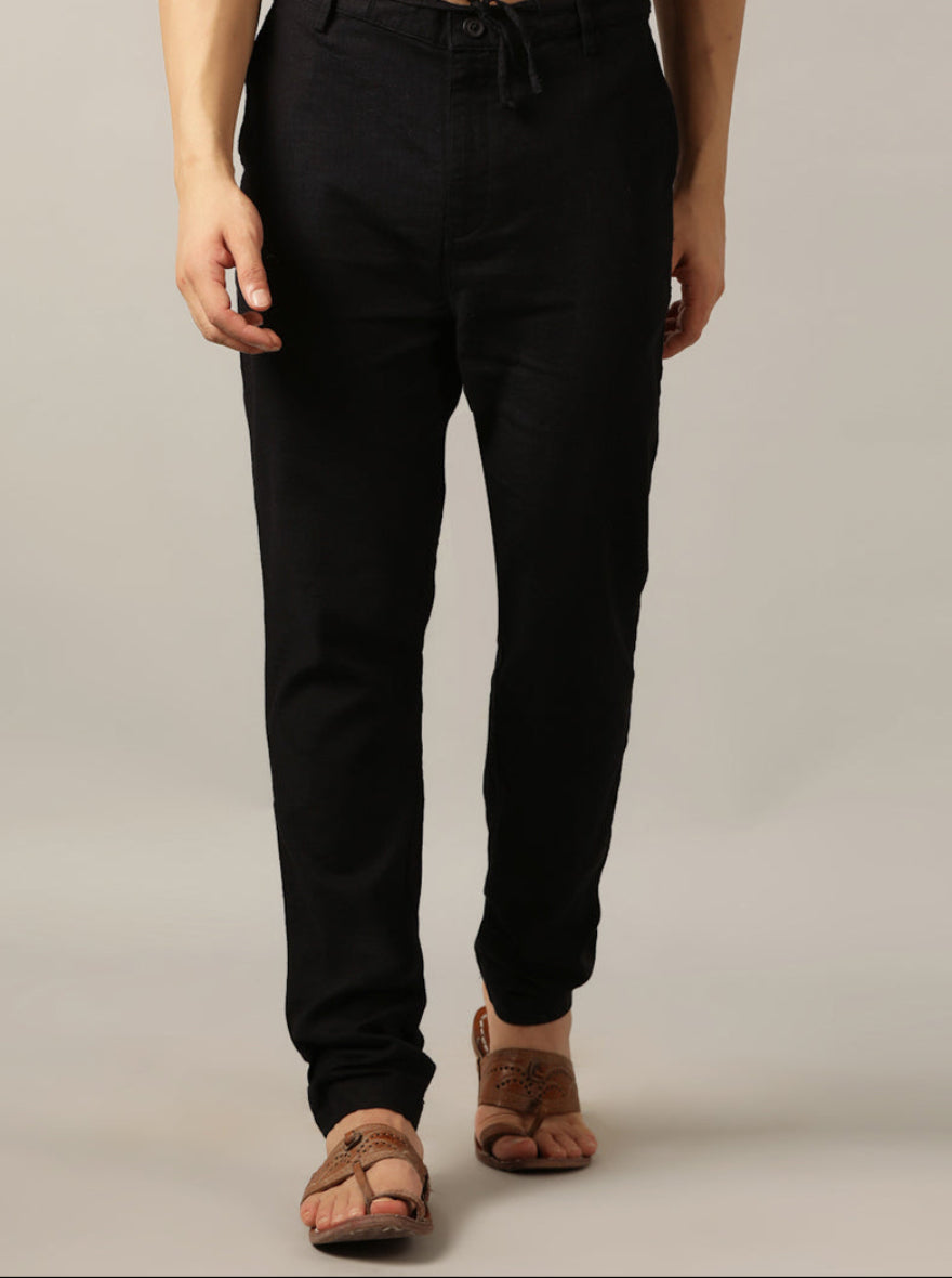 Black Solid Regular Fit Track Pant | JadeBlue