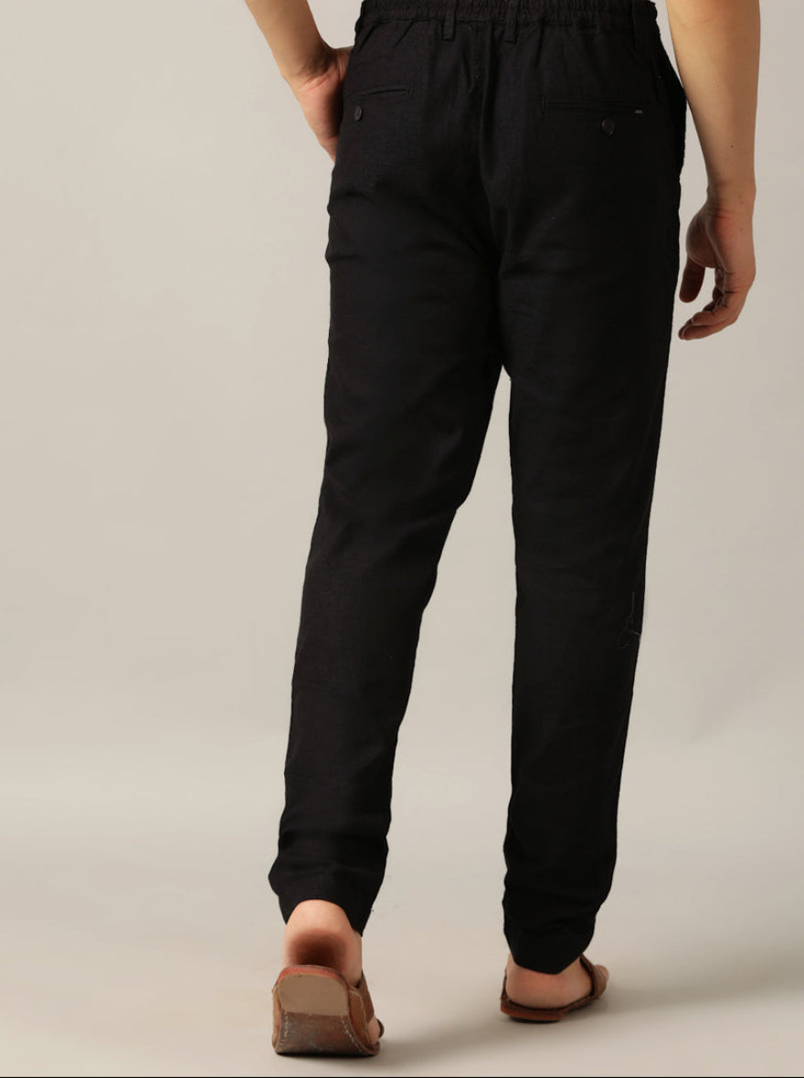 Black Solid Regular Fit Track Pant | JadeBlue
