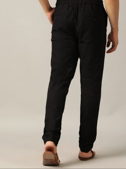 Black Solid Regular Fit Track Pant | JadeBlue