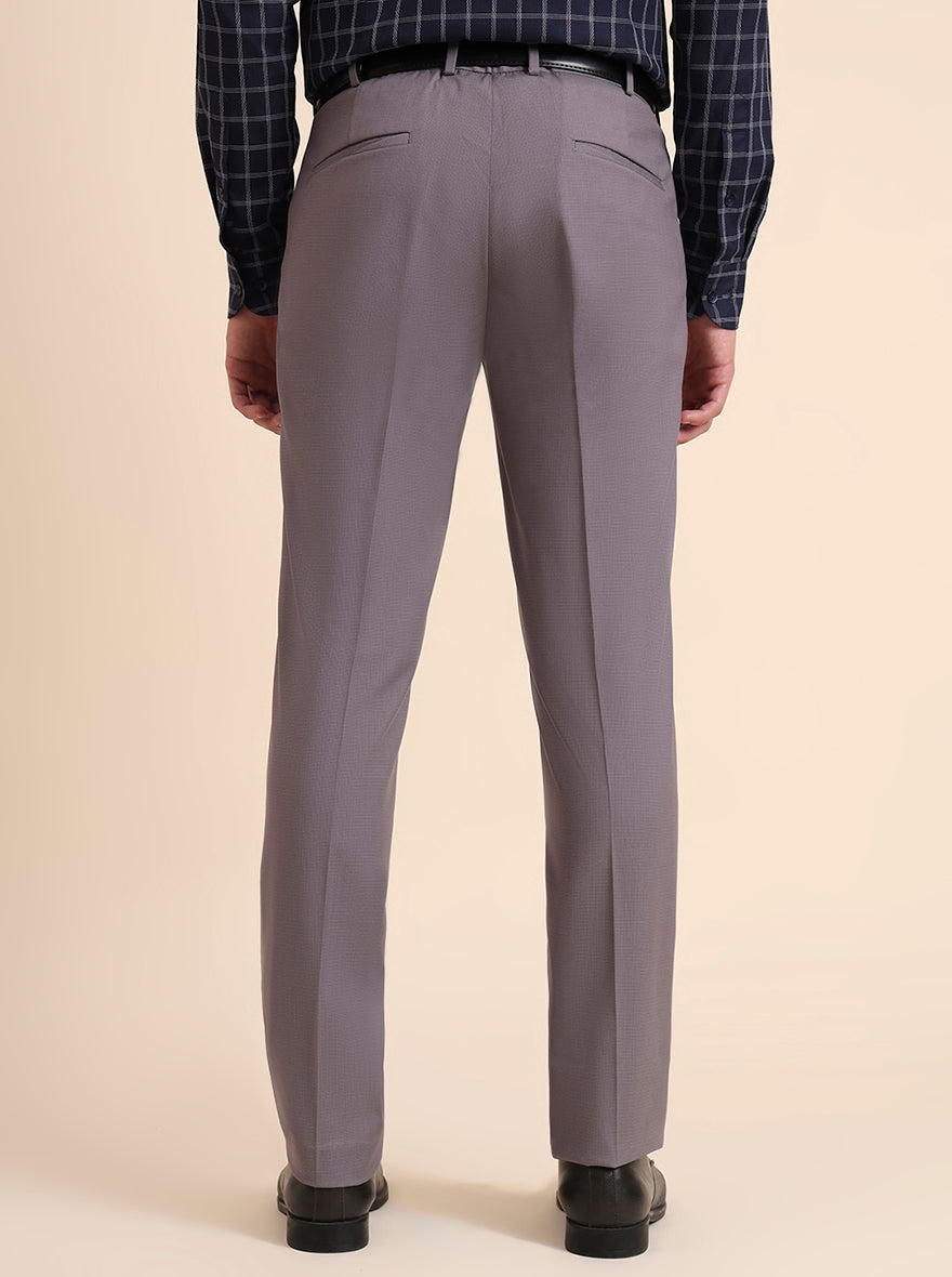Light Grey Solid Slim Fit Formal Trouser | JB Studio