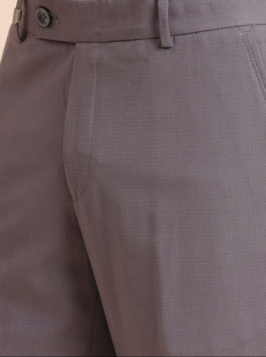 Light Grey Solid Slim Fit Formal Trouser | JB Studio