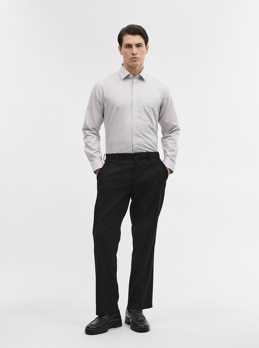 Grey Solid Slim Fit Formal Shirt | JadeBlue