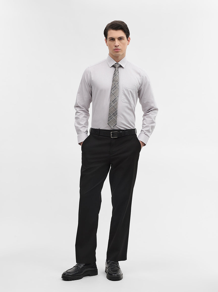 Grey Solid Slim Fit Formal Shirt | JadeBlue