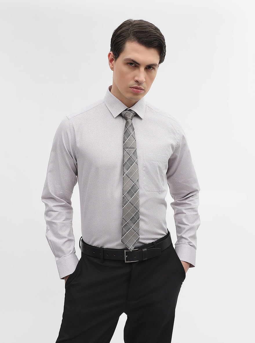 Grey Solid Slim Fit Formal Shirt | JadeBlue