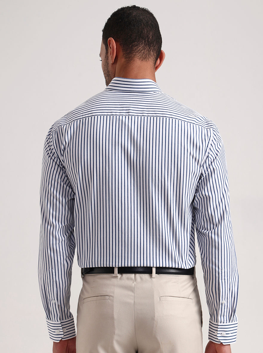 Blue Striped Regular Fit Formal Shirt | JadeBlue