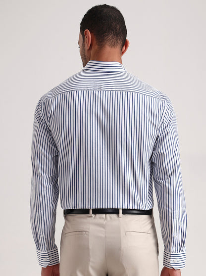 Blue Striped Regular Fit Formal Shirt | JadeBlue