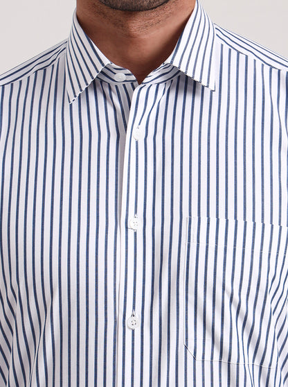 Blue Striped Regular Fit Formal Shirt | JadeBlue