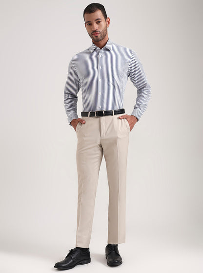 Blue Striped Regular Fit Formal Shirt | JadeBlue