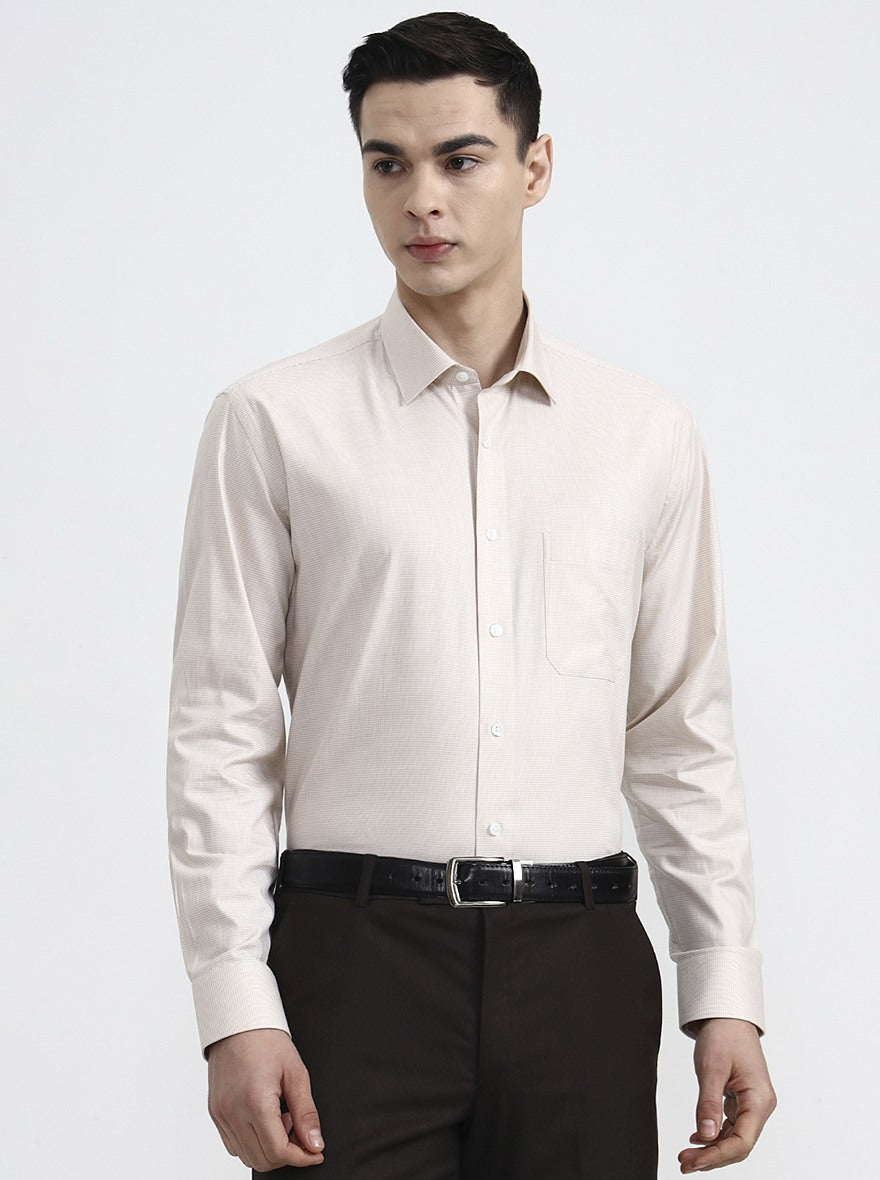 Fawn Solid Regular Fit Formal Shirt | JadeBlue