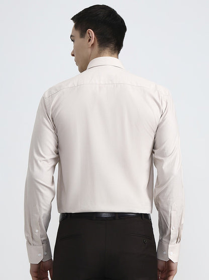 Fawn Solid Regular Fit Formal Shirt | JadeBlue