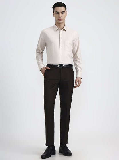 Fawn Solid Regular Fit Formal Shirt | JadeBlue