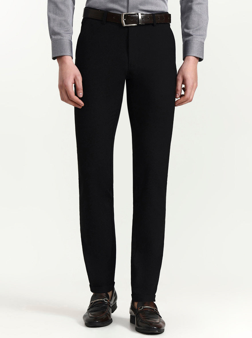 Black Solid Slim Fit Club Wear Trouser | Wyre