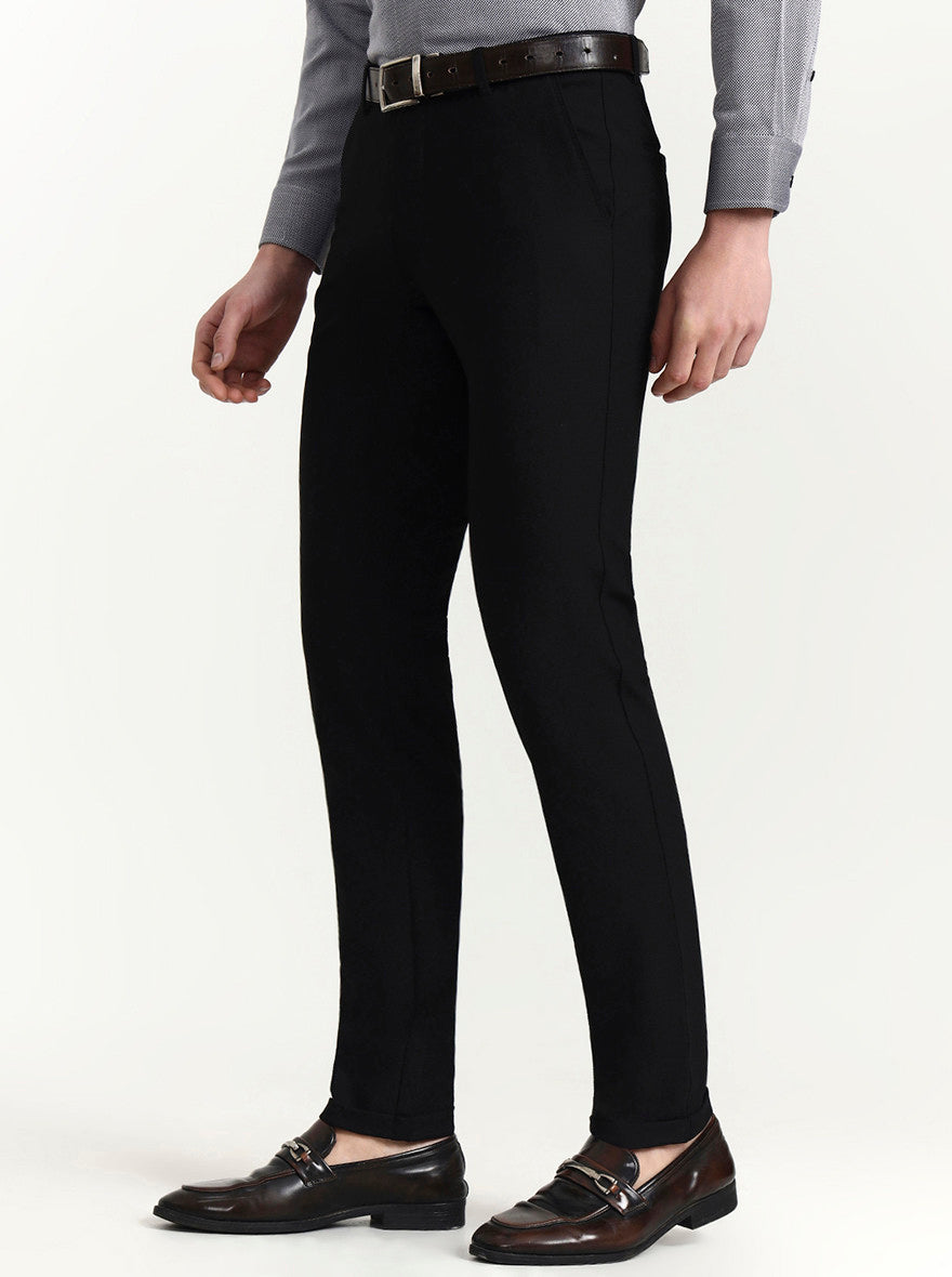 Black Solid Slim Fit Club Wear Trouser | Wyre