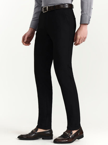 Black Solid Slim Fit Club Wear Trouser | Wyre