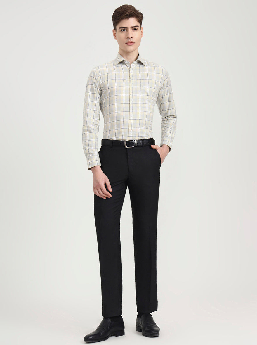 Yellow & Blue Checked Slim Fit Formal Shirt | Metal