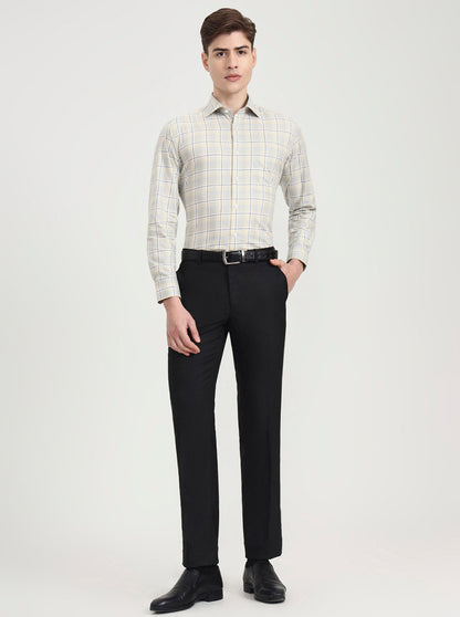 Yellow & Blue Checked Slim Fit Formal Shirt | Metal