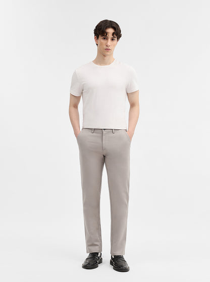 Light Grey Solid Uno Fit Casual Trouser | JadeBlue