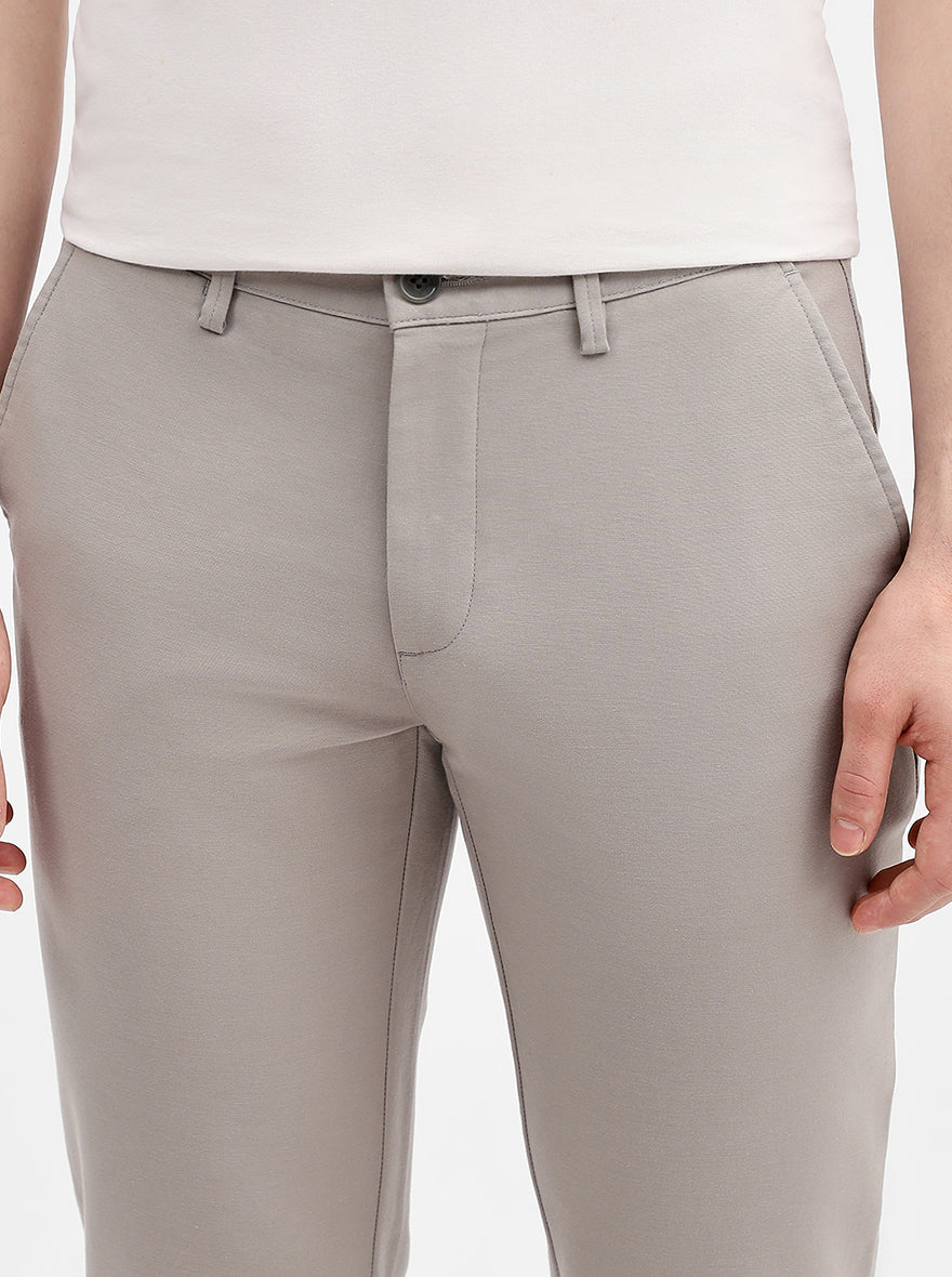 Light Grey Solid Uno Fit Casual Trouser | JadeBlue