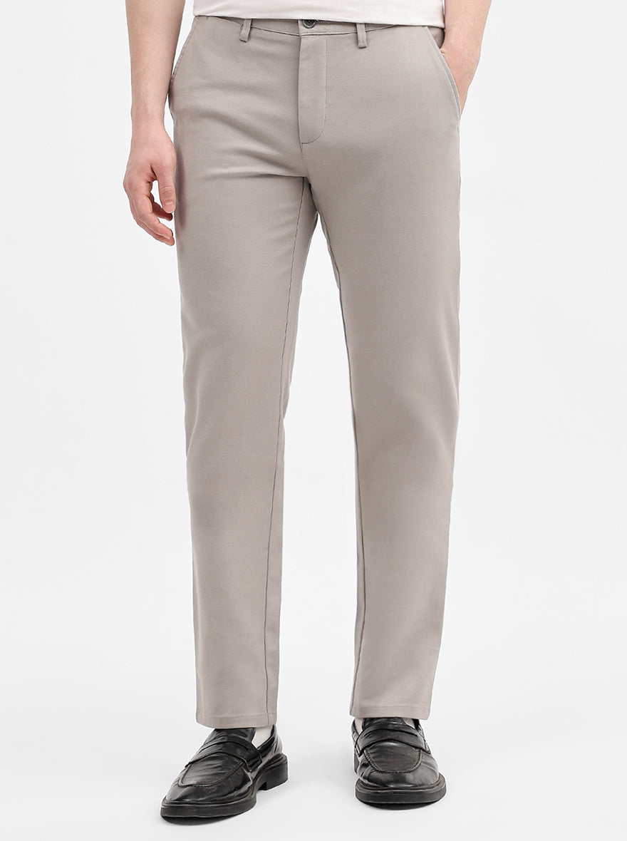 Light Grey Solid Uno Fit Casual Trouser | JadeBlue