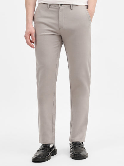 Light Grey Solid Uno Fit Casual Trouser | JadeBlue