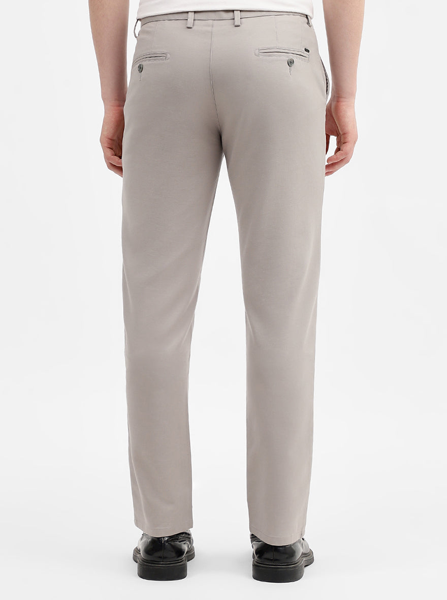 Light Grey Solid Uno Fit Casual Trouser | JadeBlue