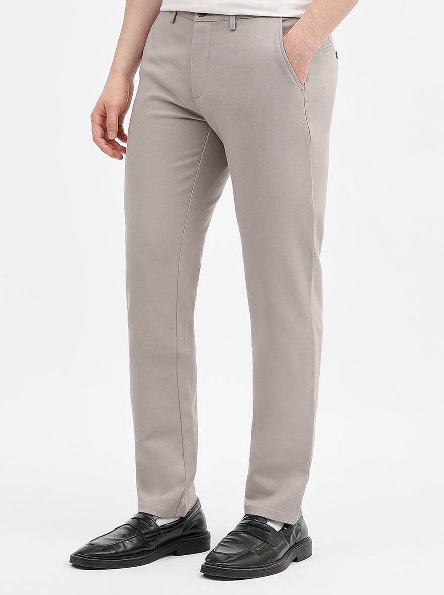 Light Grey Solid Uno Fit Casual Trouser | JadeBlue