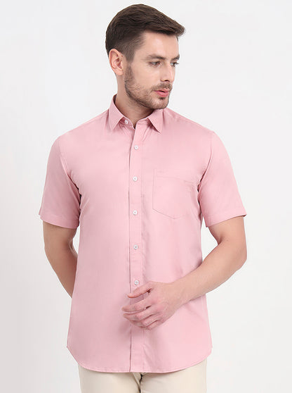 Light Pink Solid Smart Fit Semi Casual Shirt | JadeBlue