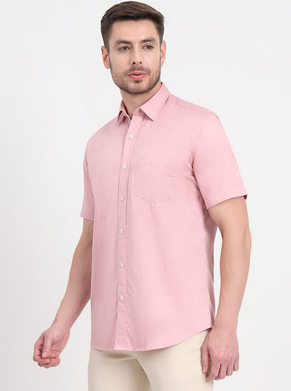 Light Pink Solid Smart Fit Semi Casual Shirt | JadeBlue