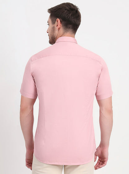 Light Pink Solid Smart Fit Semi Casual Shirt | JadeBlue