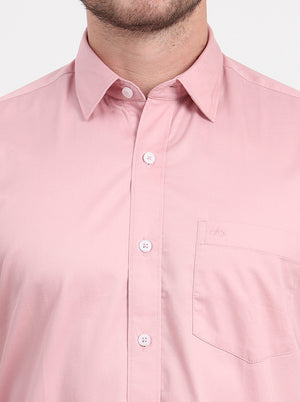 Light Pink Solid Smart Fit Semi Casual Shirt | JadeBlue