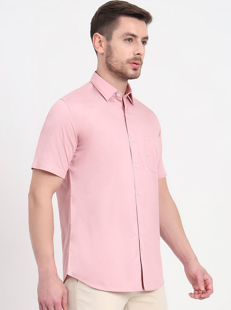 Light Pink Solid Smart Fit Semi Casual Shirt | JadeBlue