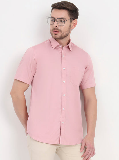 Light Pink Solid Smart Fit Semi Casual Shirt | JadeBlue