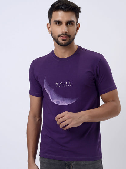 Purple Printed Slim Fit T-Shirt | JadeBlue