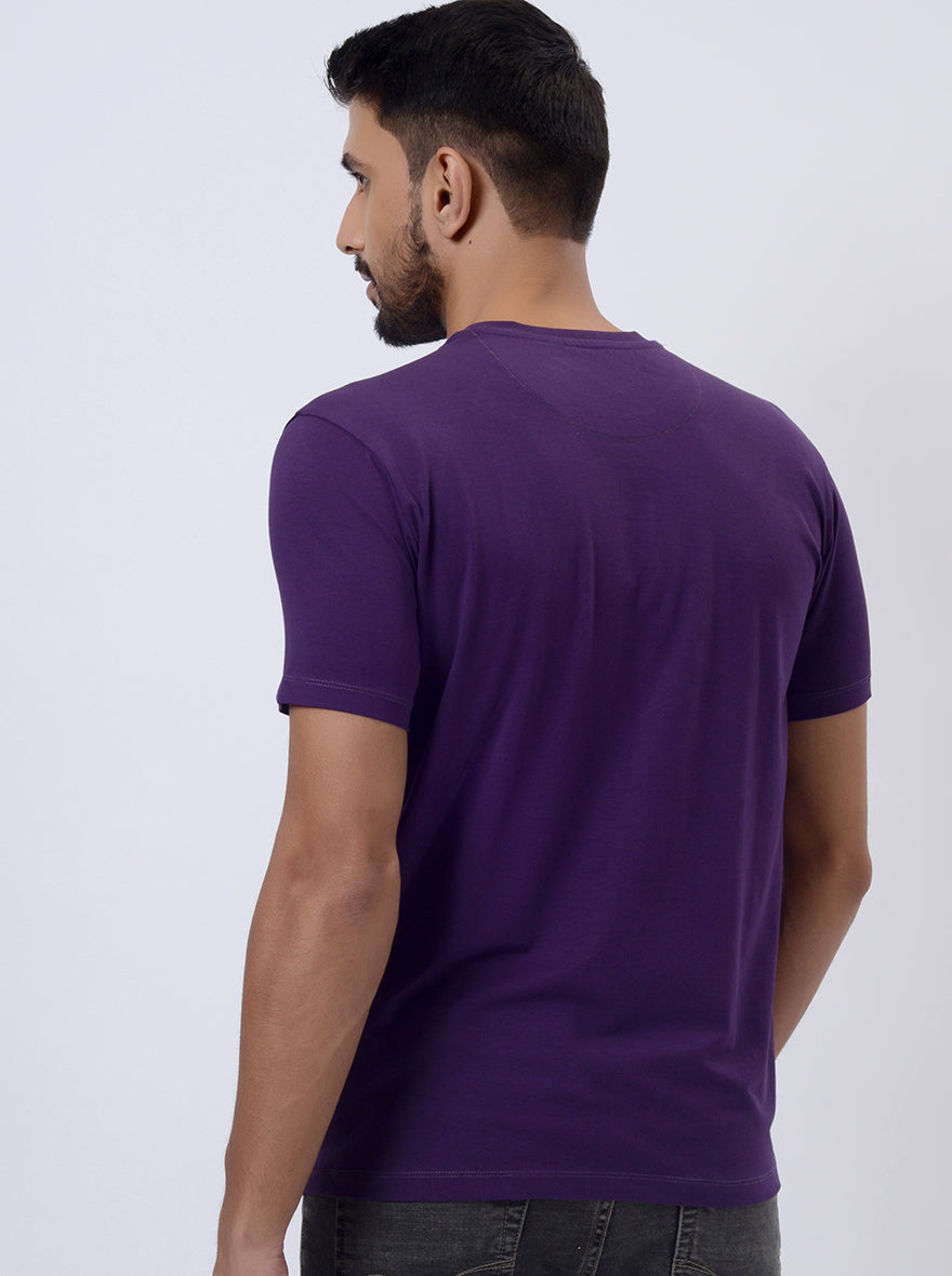 Purple Printed Slim Fit T-Shirt | JadeBlue