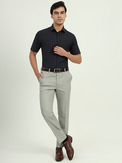 Dark Blue & Green Checked Regular Fit Formal Shirt | Greenfibre