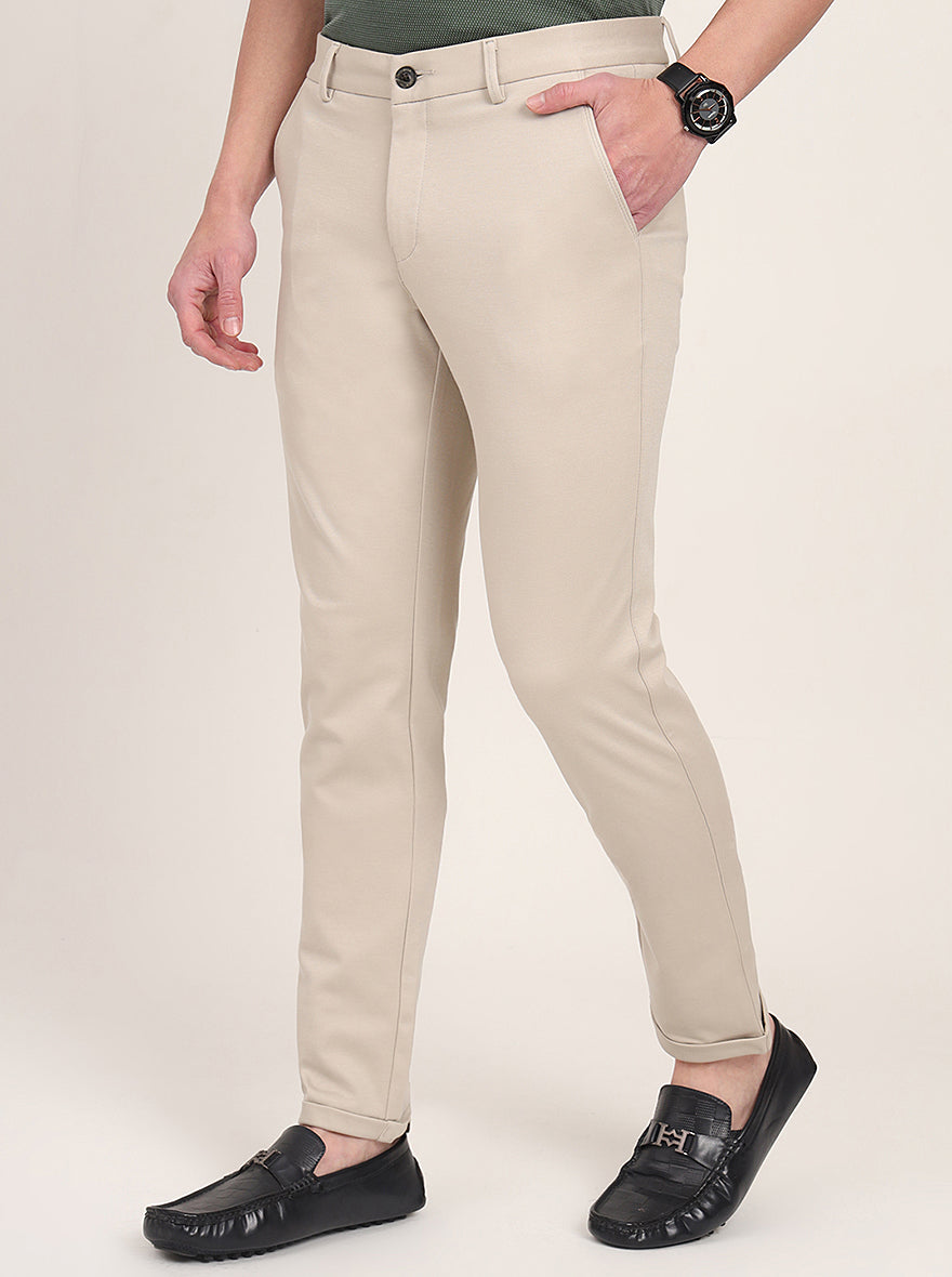 Khaki Solid Venice Fit Casual Trouser | JadeBlue