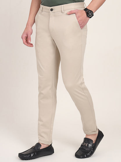 Khaki Solid Venice Fit Casual Trouser | JadeBlue