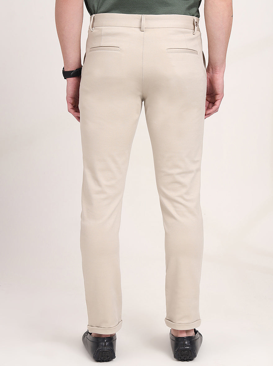 Khaki Solid Venice Fit Casual Trouser | JadeBlue