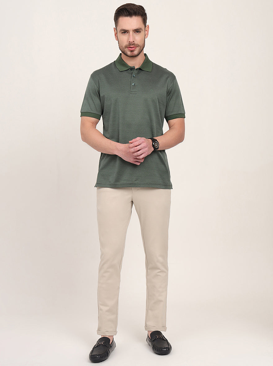 Khaki Solid Venice Fit Casual Trouser | JadeBlue
