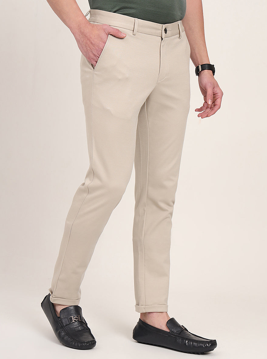 Khaki Solid Venice Fit Casual Trouser | JadeBlue