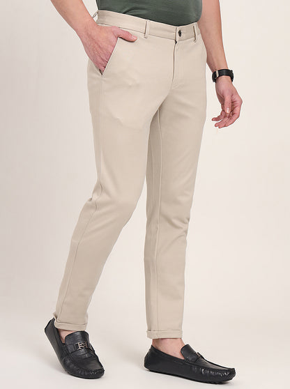 Khaki Solid Venice Fit Casual Trouser | JadeBlue