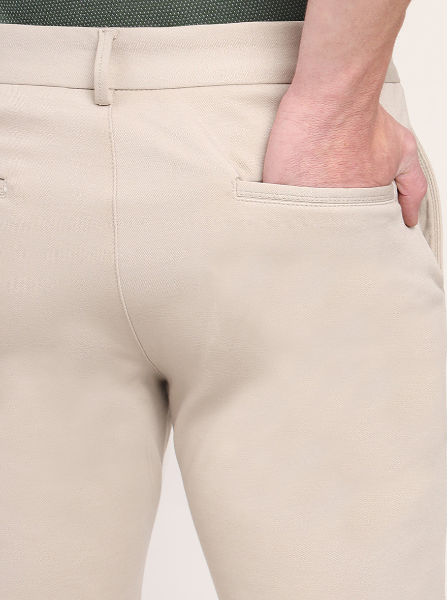 Khaki Solid Venice Fit Casual Trouser | JadeBlue