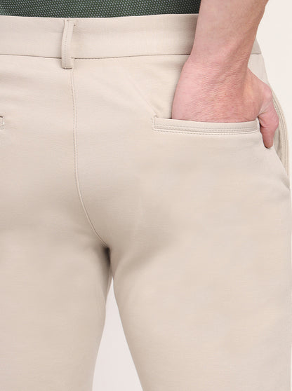 Khaki Solid Venice Fit Casual Trouser | JadeBlue