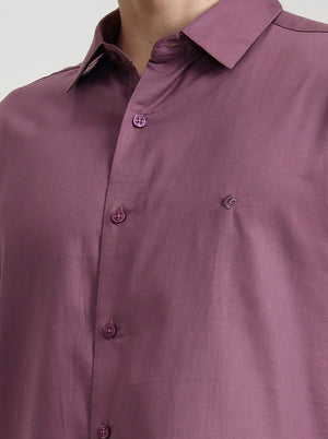 Purple Solid Slim Fit Casual Shirt | Greenfibre