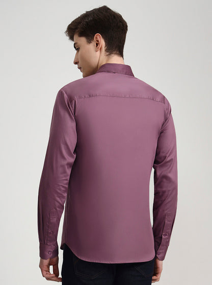 Purple Solid Slim Fit Casual Shirt | Greenfibre