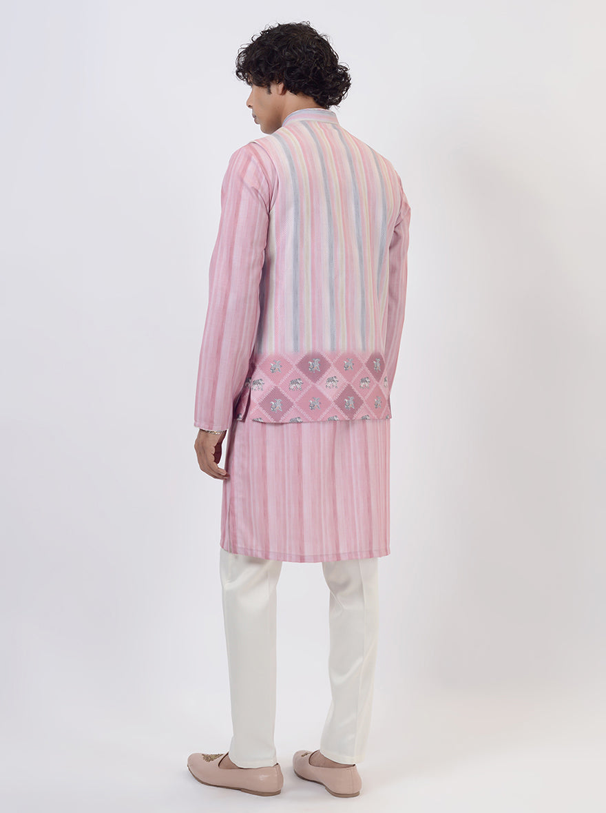 Pink Kurta Set with Koti | Azania