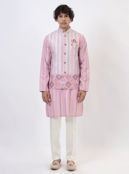 Pink Kurta Set with Koti | Azania