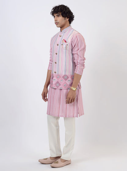 Pink Kurta Set with Koti | Azania
