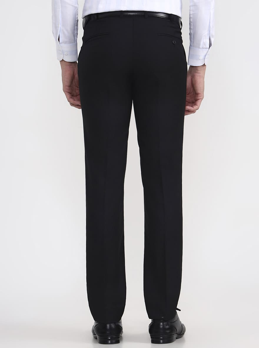 Black Solid Slim Fit Formal Trouser | JadeBlue Super Luxe